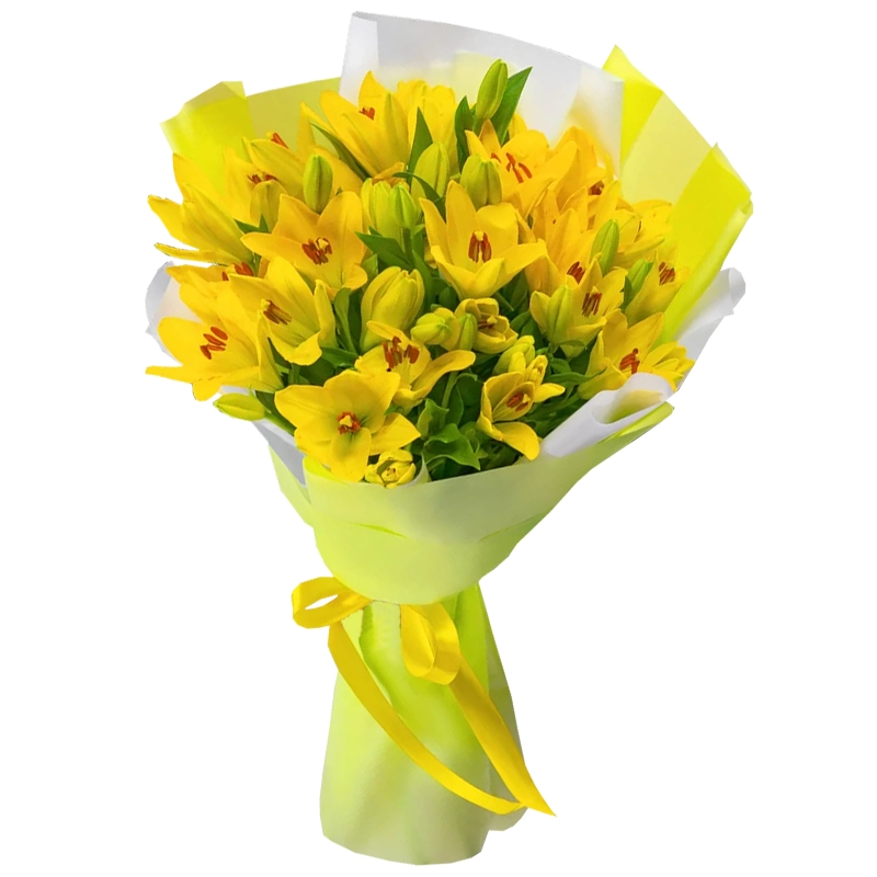 Букет из 11 желтых лилий